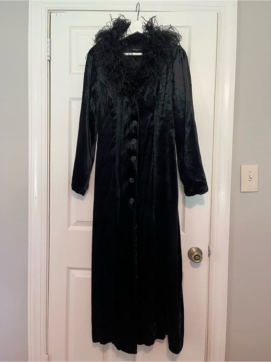 Betsey Johnson Jackets & Blazers - Vintage Betsey Johnson Black Velvet and Ostrich Coat